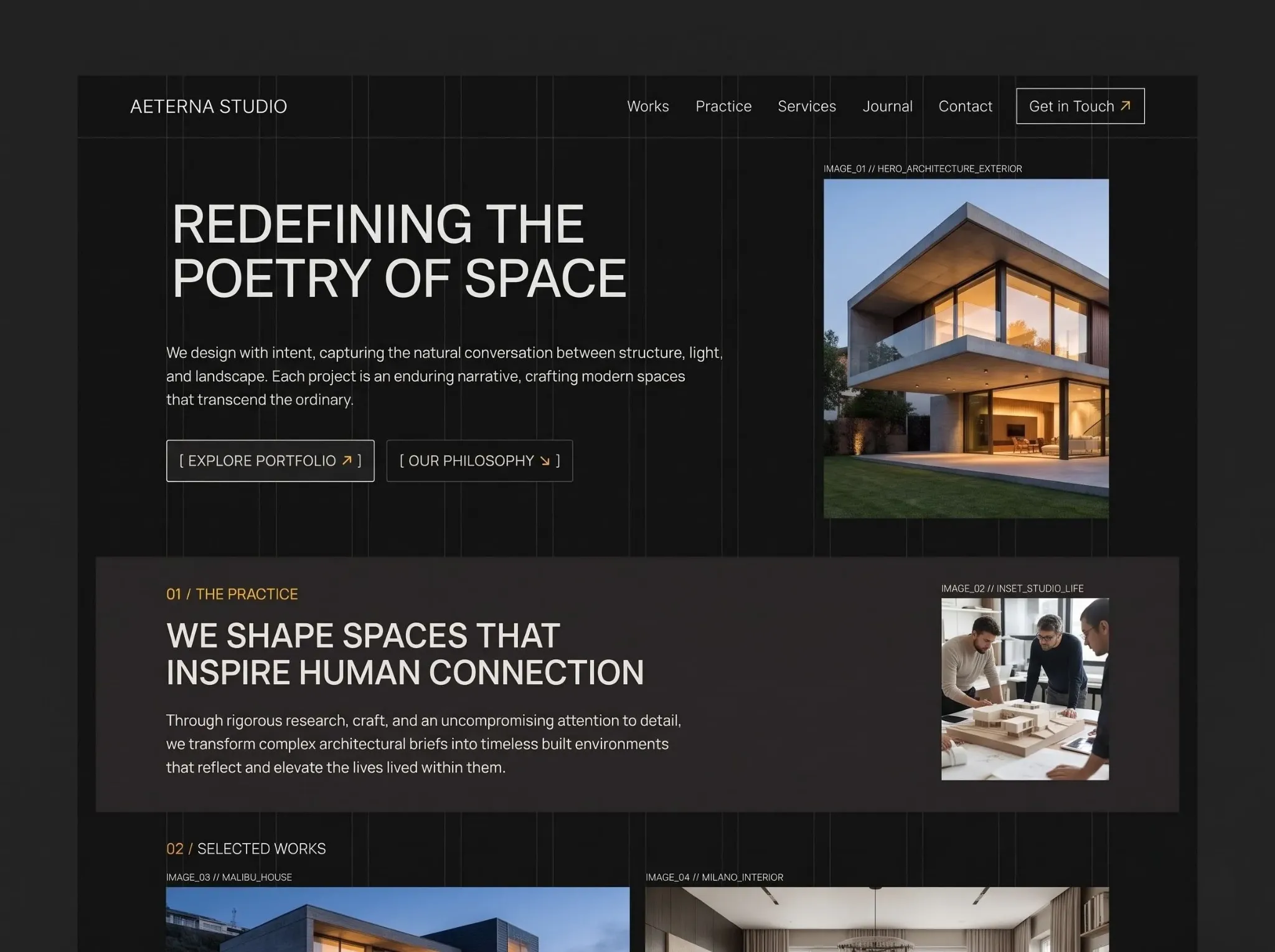 Finished architecture website design
